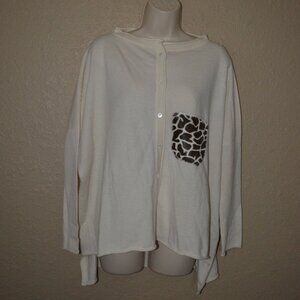 Sz XS Simonetta Ravizza Ivory Oversized Cashmere Giraffe Hair Pocket Sweater